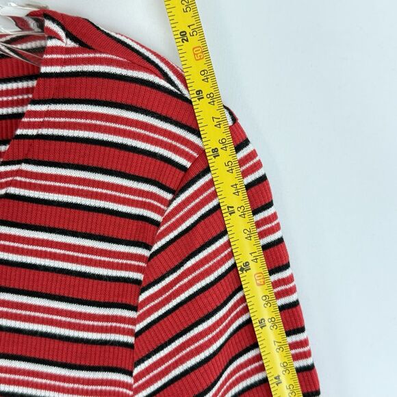 PINK Rose Size M Striped Knit Long Sleeve Button Front Shirt Dress Women’s - Picture 16 of 16